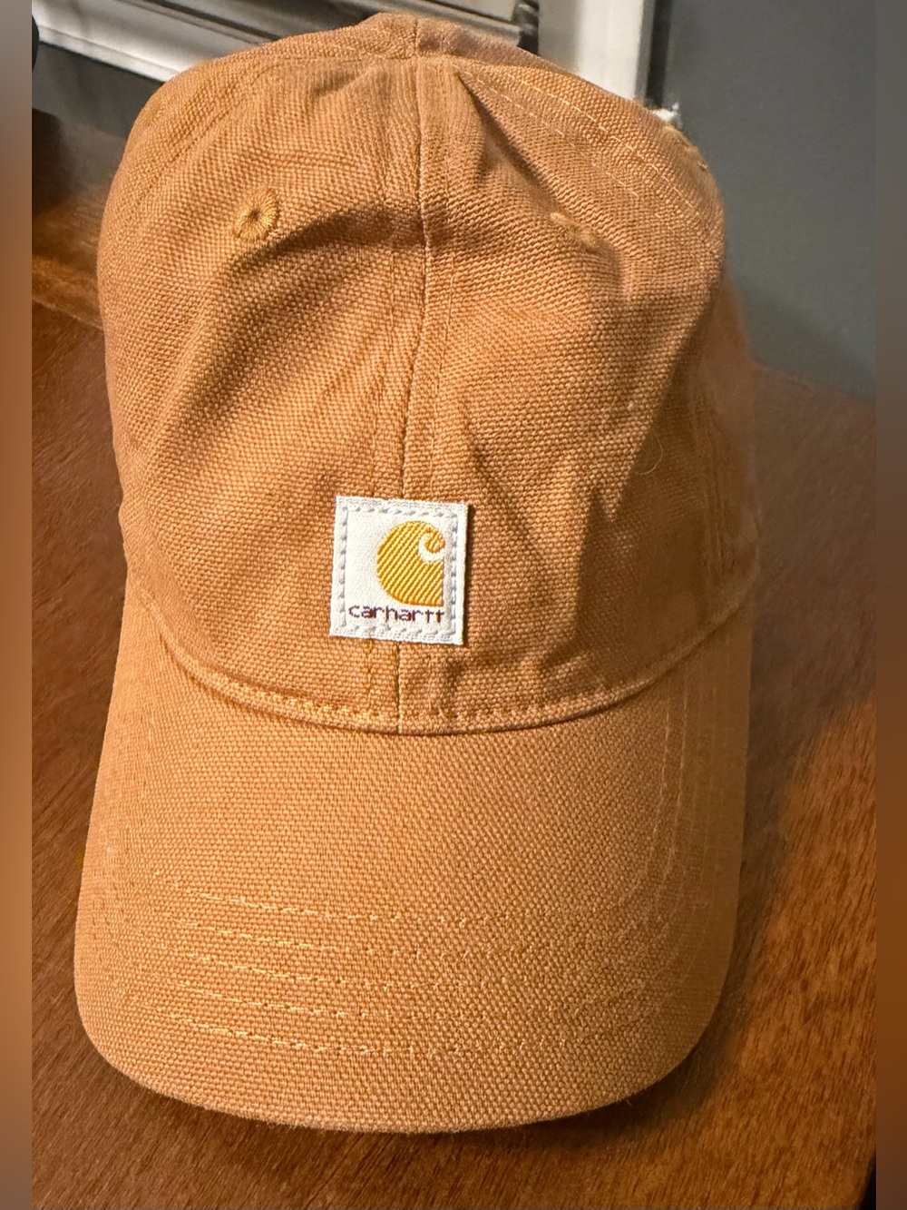 Carhartt infant Canvas Cap in Carhartt Brown and Yellow Patch